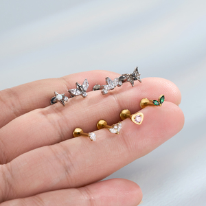 Toposh Piercing Labret in Titanio ASTM F136 con Zircone a Fondo Piatto e Filettatura Interna per Labbra, Cartilagine e Orecchie - Gioielli per Piercing Corpo - Product Image 5