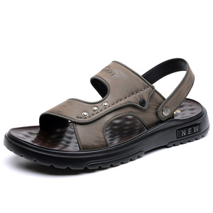 รองเท้าแตะชายหาดฤดูร้อนของผู้ชายแบบแบนกันลื่นพื้นนุ่มรองเท้าแตะลำลองกลางแจ้งสีกากีสีดำวัยกลางคนอายุ 40 60 ปี - Product Image 5