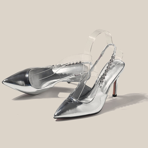 Zapatos de Vestir para Mujer, Tallas Grandes, Cómodos, con Tacón de Aguja, Punta Puntiaguda, Diseño Brillante con Pedrería, para Fiesta - Product Image 5