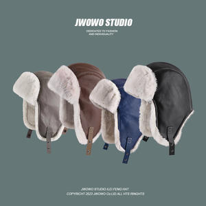 قبعة طيار عتيقة للرجال قبعة شتوية لركوب الدراجات في الهواء الطلق قبعة سميكة للتزلج في الطقس البارد - Product Image 4