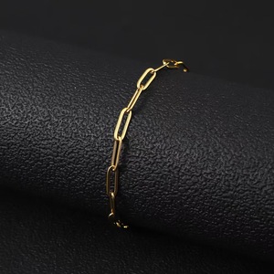 Bracelets chaîne pour femmes, élégants et simples, en acier inoxydable plaqué or 18 carats, vente en gros - Product Image 1