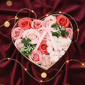 <span class=keywords><strong>AM</strong></span>-SPB21 Ammy - Jabones de Rosa Rosa en Forma de Corazón, Caja de Regalo con Flores Decorativas para el Día de la Madre - Product Image 1
