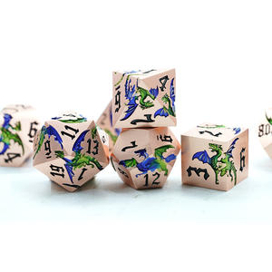 مجموعة نرد معدنية نحاسية عالية الجودة على شكل تنين أزرق وأخضر متعدد الأوجه لألعاب تقمص الأدوار (RPG) - قصة الهالوين - Product Image 3