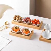 Plateau de service en céramique de luxe en forme de fleur, compartimenté, pour fruits secs et desserts