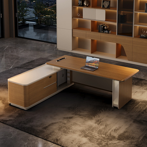 Boss Executive <strong>Desk</strong> High-End Feel Lighting <strong>Large</strong> MDF Modular Office <strong>Desk</strong> Chair Set Modern Healthy Office - Product Image 5