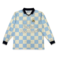 Maillot de football vintage streetwear personnalisé à manches longues avec logo imprimé, en polyester/coton, col en V, pour entraînement de football