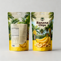 Sachet refermable à fermeture éclair personnalisé, imprimé, résistant à l'humidité, de qualité alimentaire, pour chips de banane