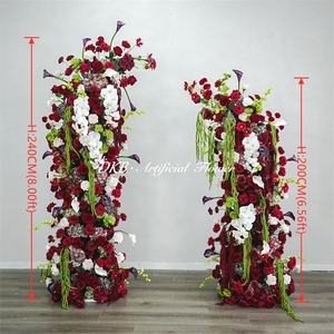 Arche de fleurs rouges personnalisées pour mariage, arrangement luxueux, décoration florale pour arche de mariage - Product Image 2