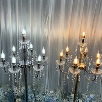 Lustre en métal et acrylique multi-têtes, moderne, pour la décoration de centres de table de mariage, avec cristaux, vente en gros