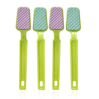Fournisseur de limes à pied ovales multicolores en corindon blanc, avec manche en plastique PS, disque de ponçage en céramique et roche à aiguiser flottante