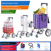 Jielai 6/8 roues pliable voiture tirée à la main en alliage d'aluminium pliant supermarché chariot d'épicerie