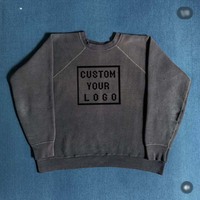 Sweat-shirt unisexe surdimensionné à col rond, manches raglan, effet vieilli, personnalisable avec logo, vente en gros