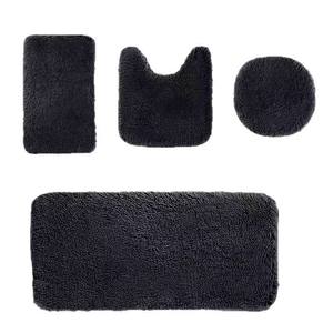 סט אמבטיה 4 חלקים בצבע אחיד, שטיח אמבטיה נגד החלקה מפוליאסטר קטיפתי, שטיח אמבטיה מפרוות משי, סיטונאי מפעל, מודרני, לרצפה, מלון, בית - Product Image 5