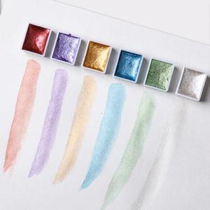 Nouveau Portable nacré solide aquarelle <span class=keywords><strong>peinture</strong></span> Logo personnalisé <span class=keywords><strong>Gouache</strong></span> Pigments <span class=keywords><strong>Gouache</strong></span> aquarelle <span class=keywords><strong>peinture</strong></span> ensemble avec pinceau - Product Image 1