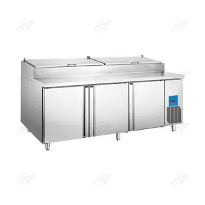Congélateur de plan de travail commercial en acier inoxydable établi de refroidissement statique 3 portes sous le comptoir réfrigérateur
