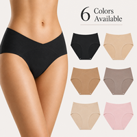 Ensemble de six pièces de sous-vêtements respirants, culottes taille moyenne couleur unie en soie glacée, sans couture et invisibles
