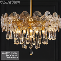 Lustre de luxe postmoderne 8975 en laiton et cristal, forme florale inspirée de la nature, luminaire de plafond haut de gamme pour villa