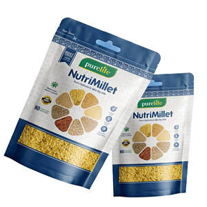 Sachet d'emballage alimentaire recyclable imprimé en héliogravure pour <span class=keywords><strong>millet</strong></span>, 250g, 500g, 1kg, 2kg, pochette verticale avec fermeture éclair et trou de suspension NutriMillet - Product Image 4
