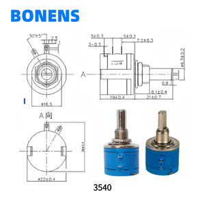 Potentiomètre rotatif BONENS 20k Ohm Tolérance 5% 2W Broches PC 3540S Résistance Réglable Commutateur multitours Bouton de commande à cadran filaire - Product Image 3