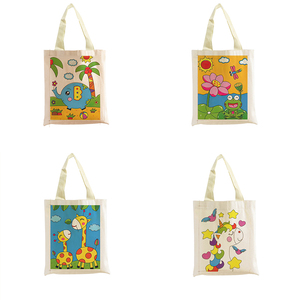 Pintura acrílica DIY bolsa de lona pintura al óleo ecológica <span class=keywords><strong>lienzo</strong></span> de lino bolsa de mano animales dibujos animados pintura por números bolsas para niños - Product Image 1