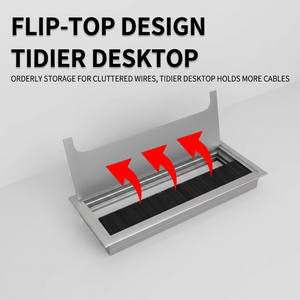 Passacavo in Lega di Alluminio con Chiusura Ammortizzata <span class=keywords><strong>e</strong></span> Coperchio a Ribalta per Gestione Cavi, Scatola Passacavi per Scrivania da Ufficio - Product Image 3