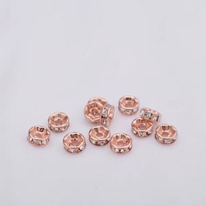 Accessoires de bijoux DIY personnalisés Bracelet en <span class=keywords><strong>diamant</strong></span> incrusté Perles d'espacement à grand trou 4mm 5mm 6mm 8mm Strass plaqué or à coudre - Product Image 6