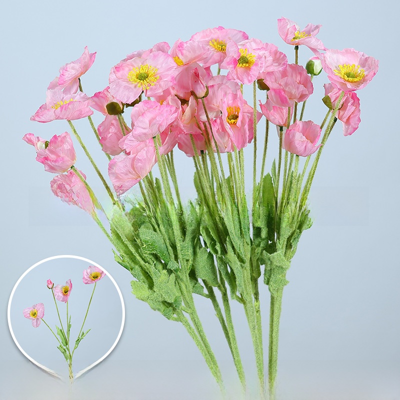 4 poppies/1 stem [flocked version]