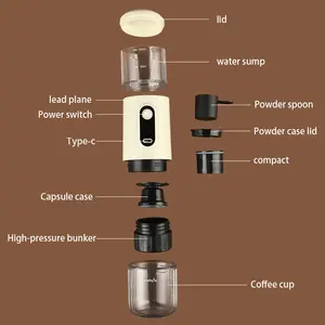 ミニカプセルコーヒーマシンカーワイヤレス電気エスプレッソコーヒーメーカーポータブル充電ミニコーヒーマシン