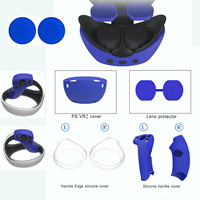 8 IN 1 PS VR 2 Housse de casque en silicone, housse de protection d'objectif 2 poignées de pouce 2 poignées de poignée 2 housses de bord de contrôleur