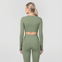 Nouveaux ensembles de vêtements de sport pour femmes, hauts de yoga à manches longues et ajustés, leggings taille haute pour lifter les hanches, pour la course à pied, le yoga, l'exercice et la remise en forme