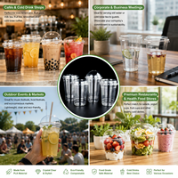 Transparante PLA Cold Cups 12oz 16oz 24oz Compostable bekers voor koude dranken met platte deksels met drinkopening