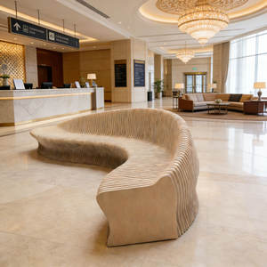 Banc d'extérieur moderne <span class=keywords><strong>en</strong></span> fibre de verre, design épuré, pour <span class=keywords><strong>jardin</strong></span>, zone panoramique, rue, espace de repos communautaire, centre commercial et siège de loisirs - Product Image 2