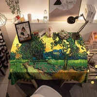 Nappe en polyester personnalisée OEM |   Linge de table imprimé série Van Gogh |   Rectangle pour buffet d'hôtel et utilisation en restaurant
