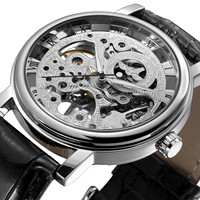 Montre mécanique manuelle de luxe Winner Original Factory, squelette, bracelet en acier inoxydable et cuir, Shanghai Charm, personnalisable, vente en gros