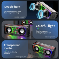 Haut-parleurs doubles 1800mAh Transparent Mecha Speakers Wireless RGB Light Effect Loudspeaker Bass Subwoofer Mini Speaker