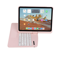 Keyboard ajaib rotasi 180/360 derajat transparan, Keyboard nirkabel 7RGB dengan layar LCD lampu latar 10.9 inci 12.9 inci untuk iPad