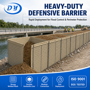 Barrière <span class=keywords><strong>HESCO</strong></span> - Barrière défensive remplie de sable pour la lutte contre les inondations et la sécurité périmétrique - Product Image 1
