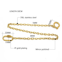 Chaîne de serpent simple plaquée or PVD 18 carats collier en forme de U à deux fermoirs collier fer à cheval étanche en acier inoxydable