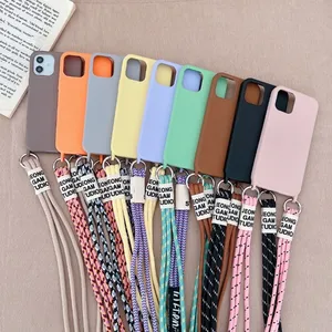 Long cross lanyard liquid silicone suitable for iphone15 phone case 14Promax shell 13