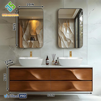 Ensemble de meubles de salle de bain modernes en bois massif étanche 2026 Juerte OEM avec lavabo en céramique mural en cuivre et miroir LED, style ferme, pour chambre à coucher