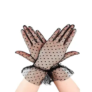 Gants d'été pour femmes Noir Blanc Fashion Short Lace Gloves Bridal Bridesmaid Mesh Fishnet Wedding Gloves Outdoor Cycling Driving Gloves