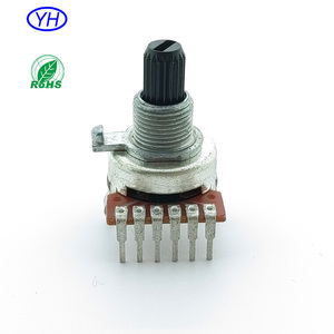 Potenciómetro rotatorio estéreo de alta calidad para guitarra, tipo vertical de 16 mm, con eje aislado de 10k 50k y 6 pines para control de volumen de radio. - Product Image 1