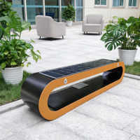 Banc solaire intelligent moderne en acier inoxydable 4 places, résistant à l'eau, avec WiFi et recharge sans fil, pour parc et jardin