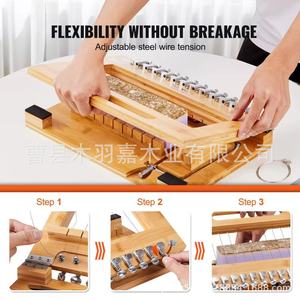 Cortador de jabón de madera de bambú hecho a mano para uso doméstico con perillas metálicas y alambre ajustable - Product Image 3