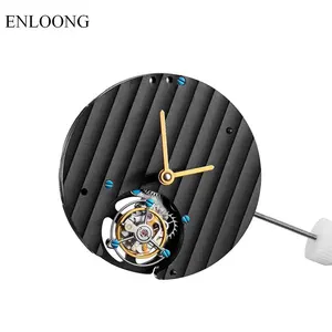 ENLOONG Flying Tourbillon movimento avvolgimento manuale 60 ore Logo OEM incidere movimento meccanico Tourbillon nero