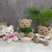 Pendentif en peluche personnalisé mini ours en peluche, vêtements colorés, porte-clés, cadeaux promotionnels, logo imprimé sur mesure