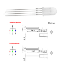 Diode LED Jstroni 4 broches 5mm Rgb avec lentille diffuse à anode commune 4 broches F5 lumière LED tricolore
