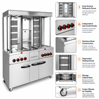 Nouvelle machine à shawarma au gaz professionnelle à double brûleur grande capacité, rôtissoire verticale avec grand placard de rangement pour barbecue