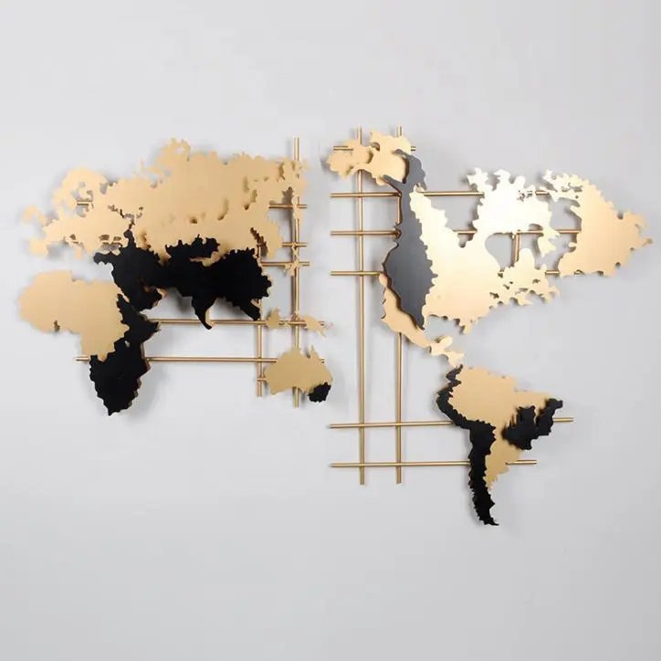 best sale high quality wall art decor wall metal world map decor supplier