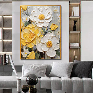 Dipinti a Olio Originali di Fabbrica Personalizzati Dipinti a Mano al 100% con Fiori Bianchi Grandi Moderni a Rilievo 3D <span class=keywords><strong>per</strong></span> Decorazione Domestica Arte da Parete da Appendere - Product Image 6